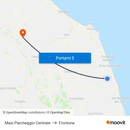 Maxi Parcheggio Centrale to Frontone map