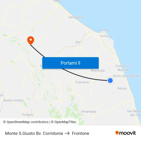 Monte S.Giusto Bv. Corridonia to Frontone map