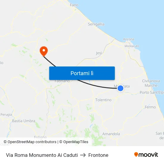 Via Roma Monumento Ai Caduti to Frontone map