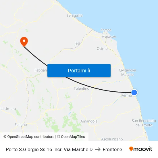 Porto S.Giorgio Ss.16 Incr. Via Marche D to Frontone map