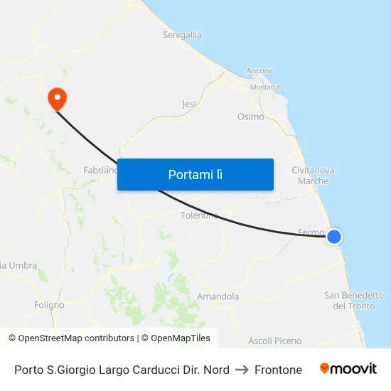 Porto S.Giorgio Largo Carducci Dir. Nord to Frontone map