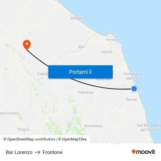 Bar Lorenzo to Frontone map