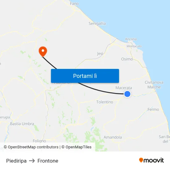 Piediripa to Frontone map