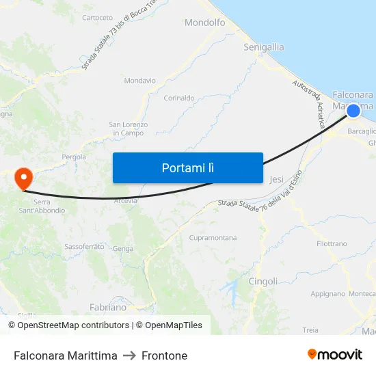 Falconara Marittima to Frontone map