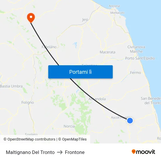 Maltignano Del Tronto to Frontone map