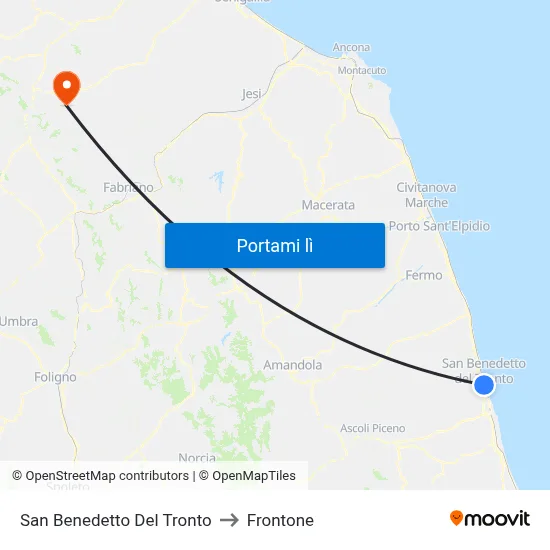 San Benedetto Del Tronto to Frontone map