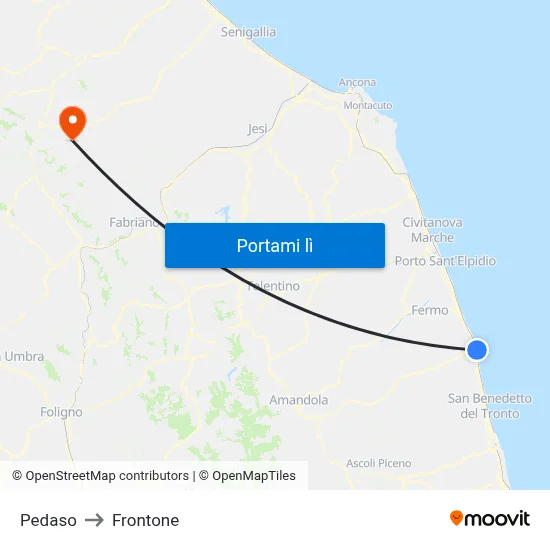 Pedaso to Frontone map