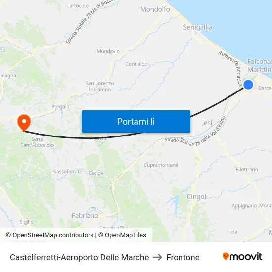 Castelferretti-Aeroporto Delle Marche to Frontone map
