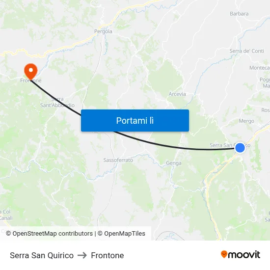 Serra San Quirico to Frontone map
