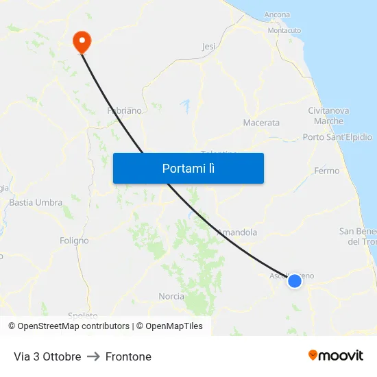 Via 3 Ottobre to Frontone map