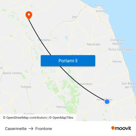 Casermette to Frontone map