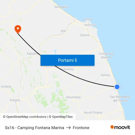 Ss16 - Camping Fontana Marina to Frontone map