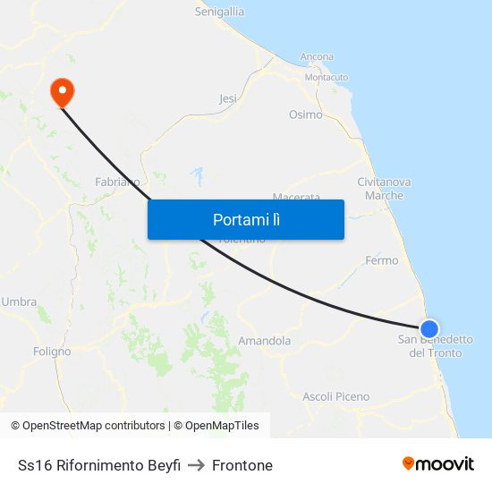 Ss16 Rifornimento Beyfi to Frontone map