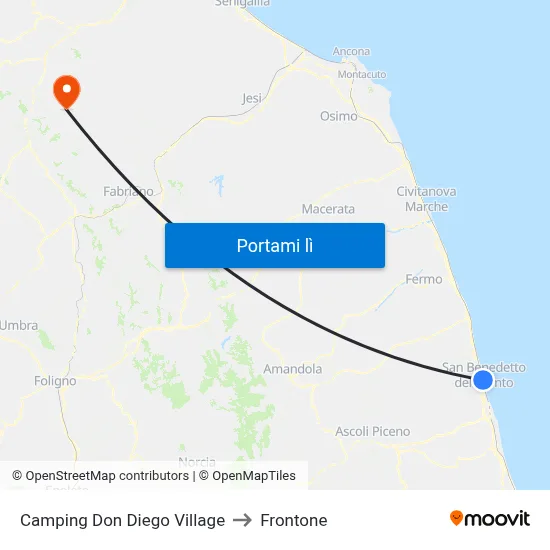 Camping Don Diego Village to Frontone map