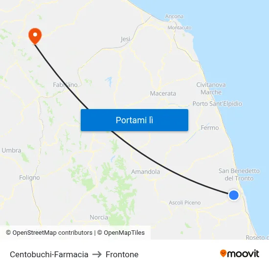 Centobuchi-Farmacia to Frontone map