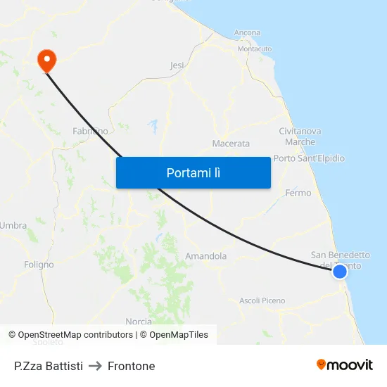 P.Zza Battisti to Frontone map