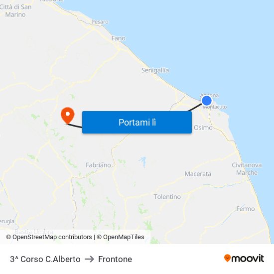 3^ Corso C.Alberto to Frontone map