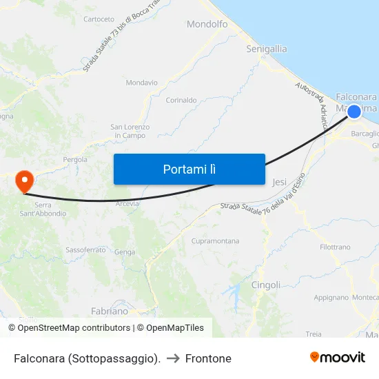 Falconara (Sottopassaggio). to Frontone map