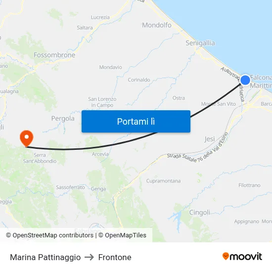 Marina  Pattinaggio to Frontone map