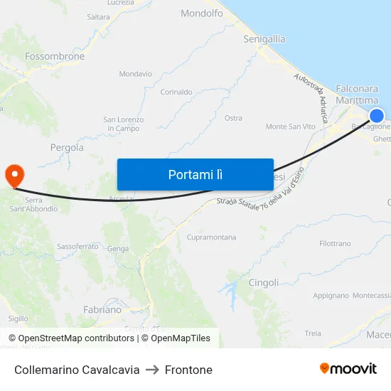 Collemarino Cavalcavia to Frontone map