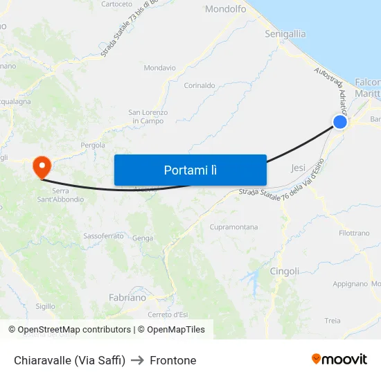 Chiaravalle  (Via Saffi) to Frontone map