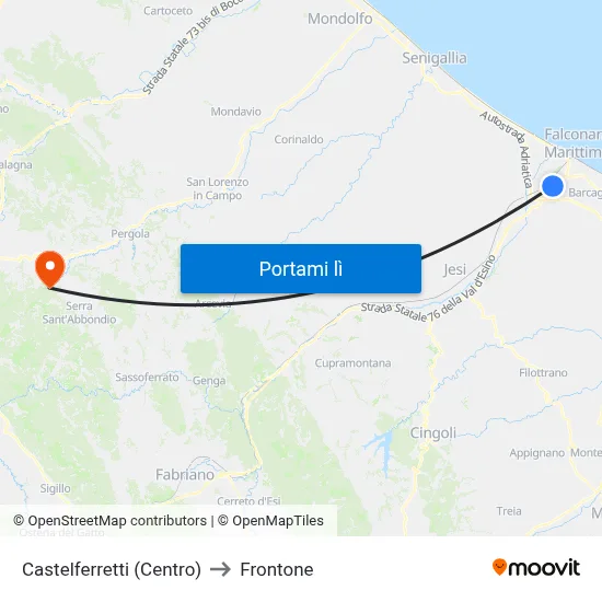 Castelferretti (Centro) to Frontone map