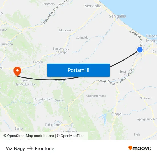 Via Nagy to Frontone map