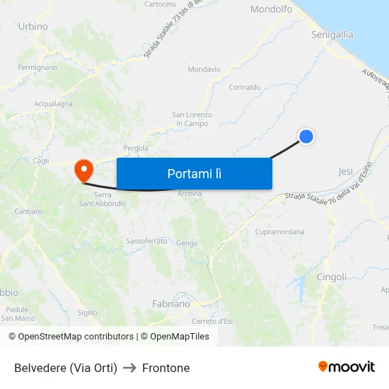 Belvedere (Via Orti) to Frontone map