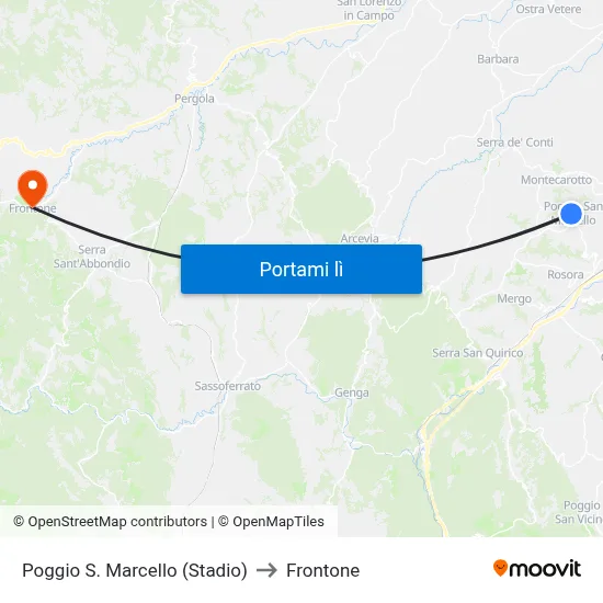 Poggio S. Marcello (Stadio) to Frontone map