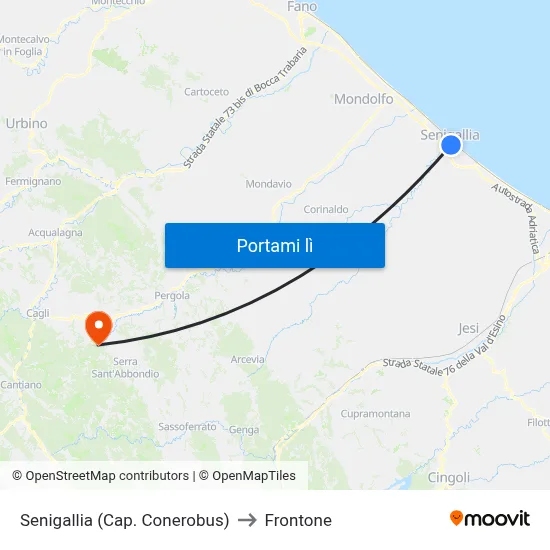 Senigallia (Cap. Conerobus) to Frontone map