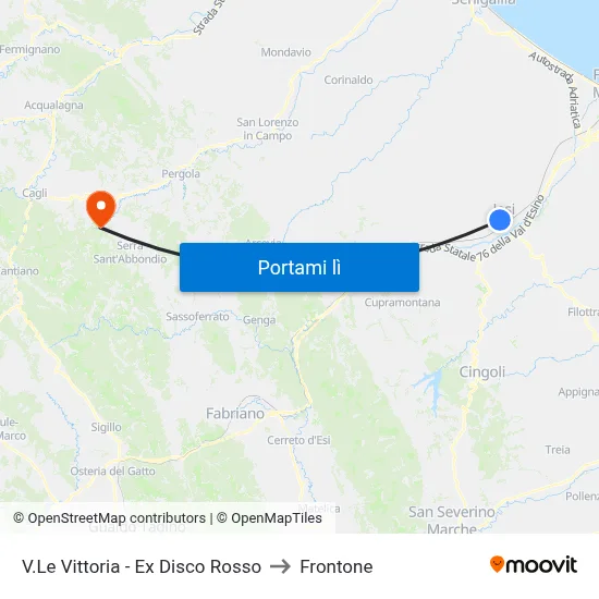V.Le Vittoria - Ex Disco Rosso to Frontone map