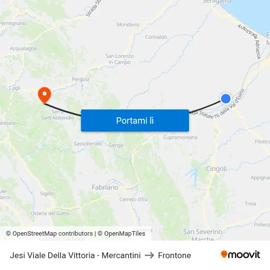 Jesi Viale Della Vittoria - Mercantini to Frontone map