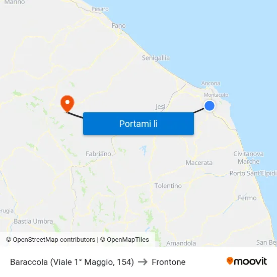 Baraccola (Viale 1° Maggio, 154) to Frontone map