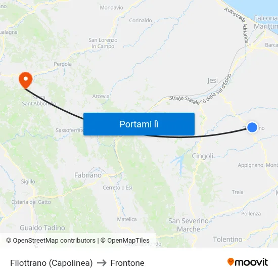 Filottrano (Capolinea) to Frontone map