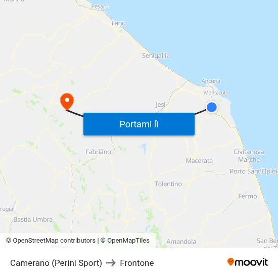 Camerano (Perini Sport) to Frontone map