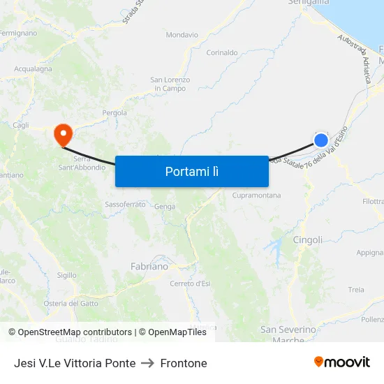 Jesi V.Le Vittoria Ponte to Frontone map