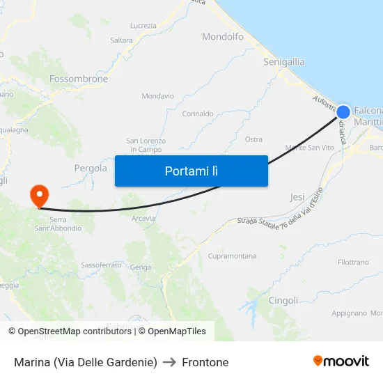 Marina (Via Delle Gardenie) to Frontone map