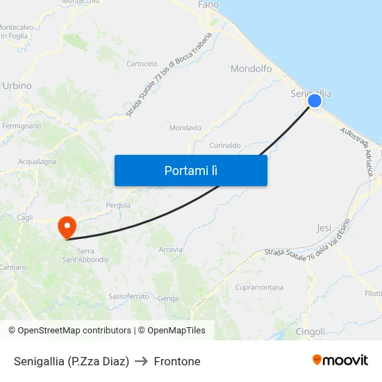 Senigallia  (P.Zza Diaz) to Frontone map