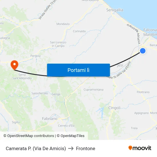 Camerata P. (Via De Amicis) to Frontone map