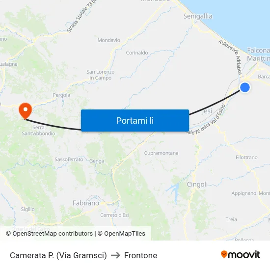 Camerata P. (Via Gramsci) to Frontone map