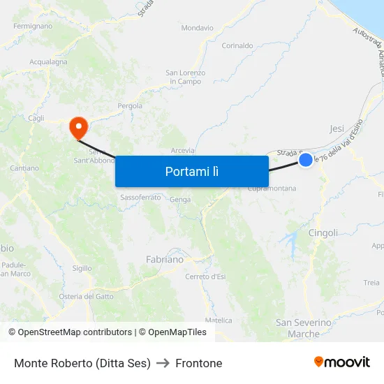 Monte Roberto (Ditta Ses) to Frontone map