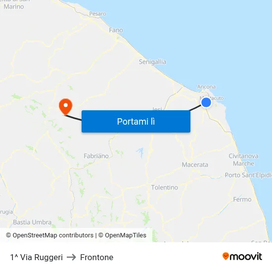 1^ Via Ruggeri to Frontone map