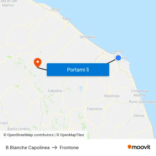 B.Bianche Capolinea to Frontone map