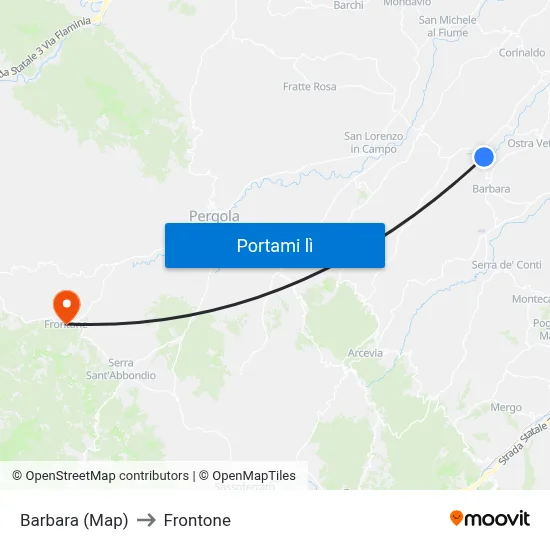 Barbara (Map) to Frontone map