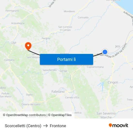 Scorcelletti (Centro) to Frontone map