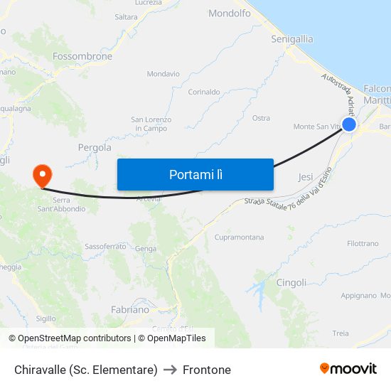 Chiravalle (Sc. Elementare) to Frontone map