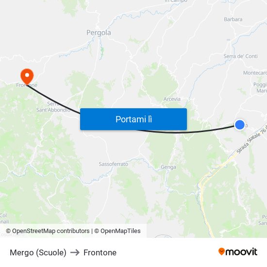 Mergo (Scuole) to Frontone map