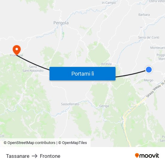 Tassanare to Frontone map