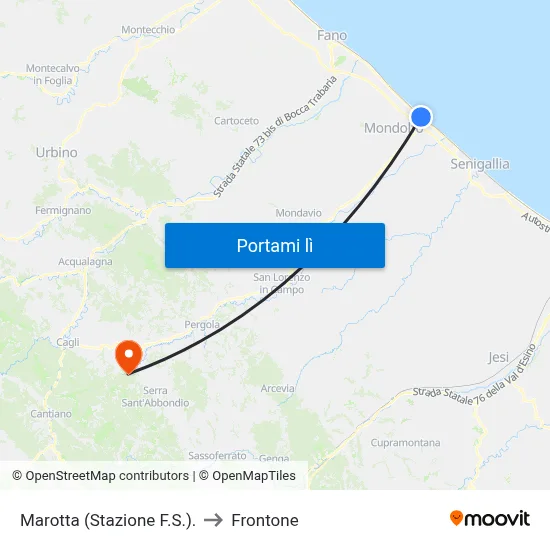 Marotta (Stazione F.S.). to Frontone map