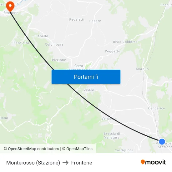 Monterosso (Stazione) to Frontone map
